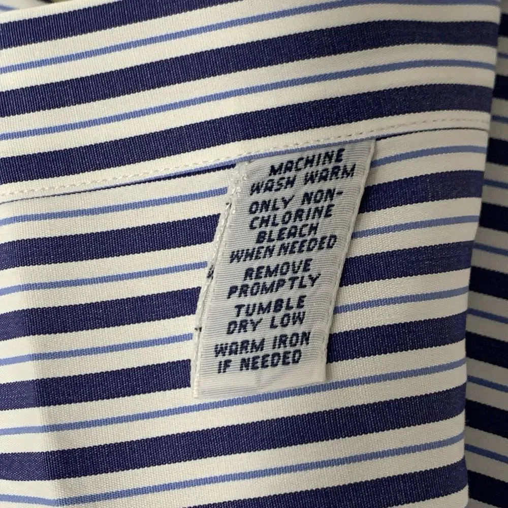 Ralph Lauren‎ Men's Classic Fit Blue White Striped Button Down Shirt Size 17/XL